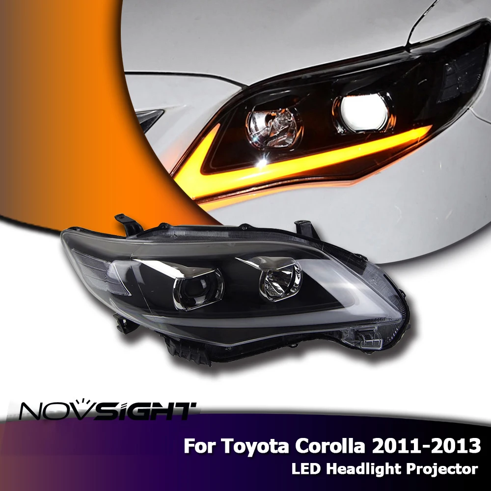 

NOVSIGHT 2X LED Headlights Assembly Projector Headlamp DRL Fog Light For Toyota Corolla 2011-13