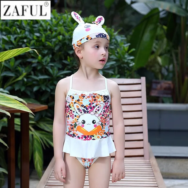 Buy ZAFUL Girls Swimwear RabbitFlower One Piece
