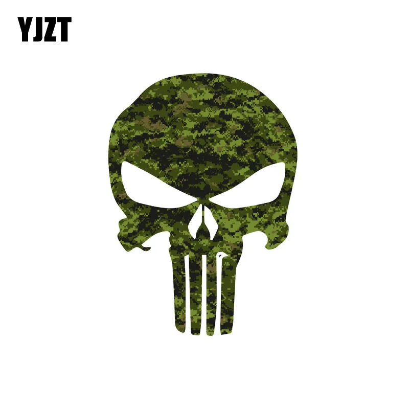 

YJZT 10.2CM*14.2CM PUNISHER SKULL CAMO PUNISHER Personality Reflective Car Window Decal Car Sticker C1-7604