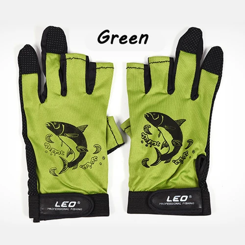 1Pair 3 Finger Cut Rubber Anti-slip Breathable Glove Non-Slip Fishing Gloves Outdoor Sport Neoprene Protection Fish Equipment - Цвет: Красный