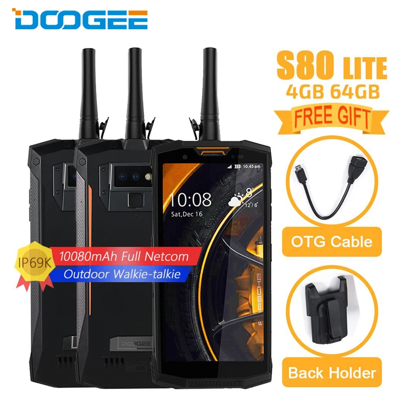 DOOGEE S80 Lite IP68 Водонепроницаемый мобильный телефон 5,99 "4 GB + 64 GB Helio P23 Octa Core Android 8,1 10080 mAh 13MP Камера NFC Смартфон