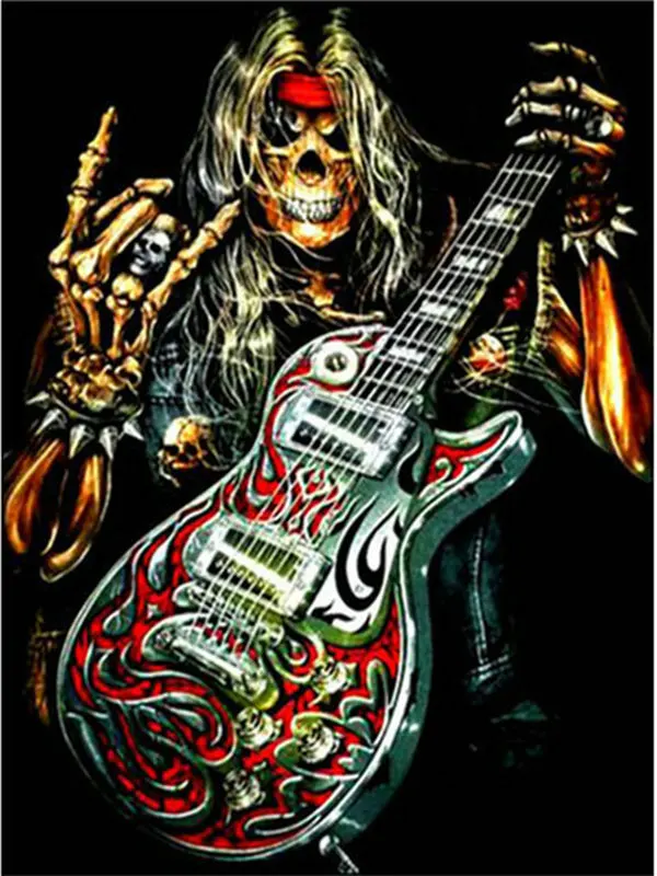 

MHD 5d diy diamond painting skull guitar music icon full square drill diamond mosaic handmade artwork decoration