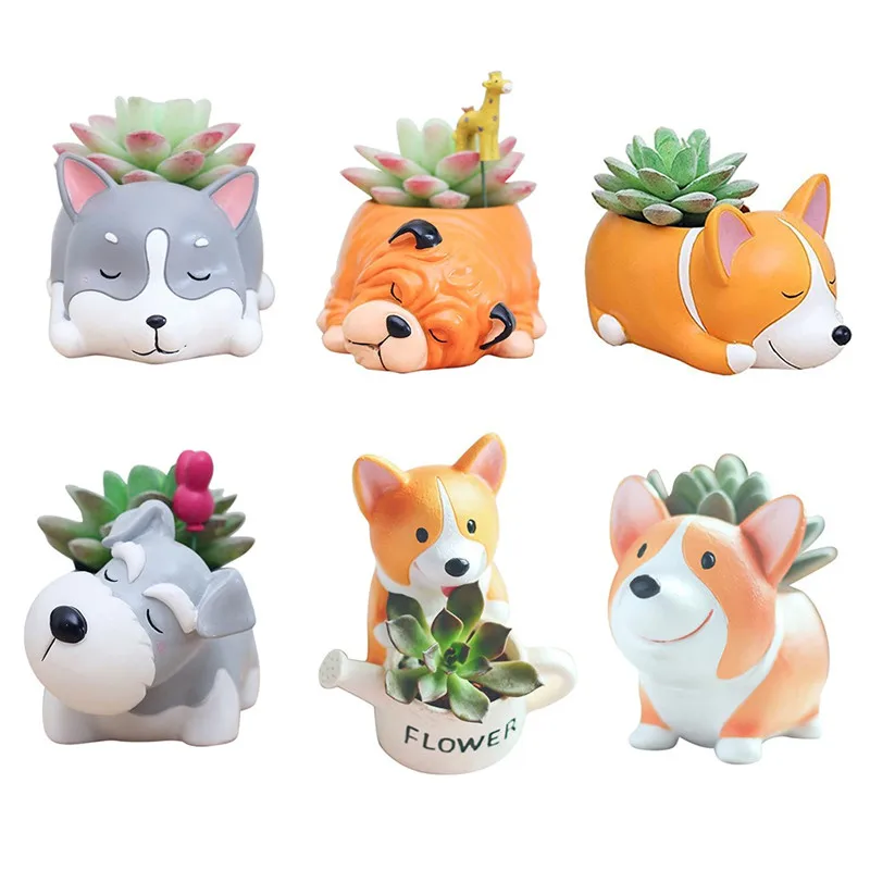 

Lovely Corgi Dog Shaped Plant Decor Succulent Plants Decorative Flower succulent can small plant pots planter wall