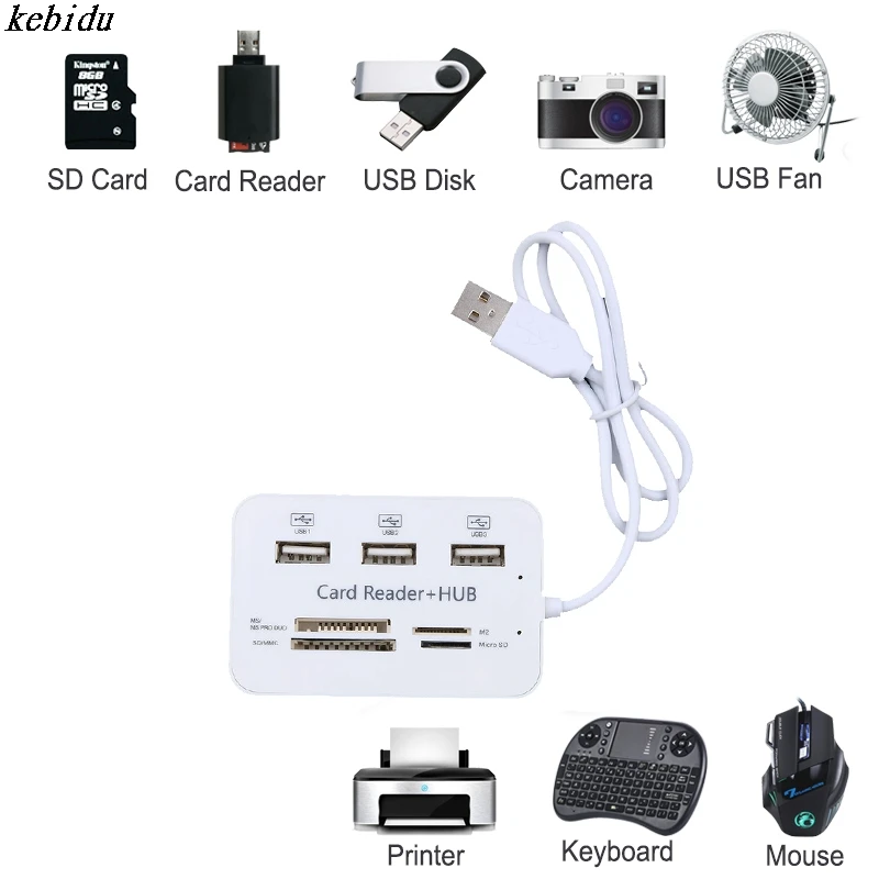 Micro USB Hub Combo 2 0 3 порта Кардридер высокоскоростной Мульти сплиттер все в одном для