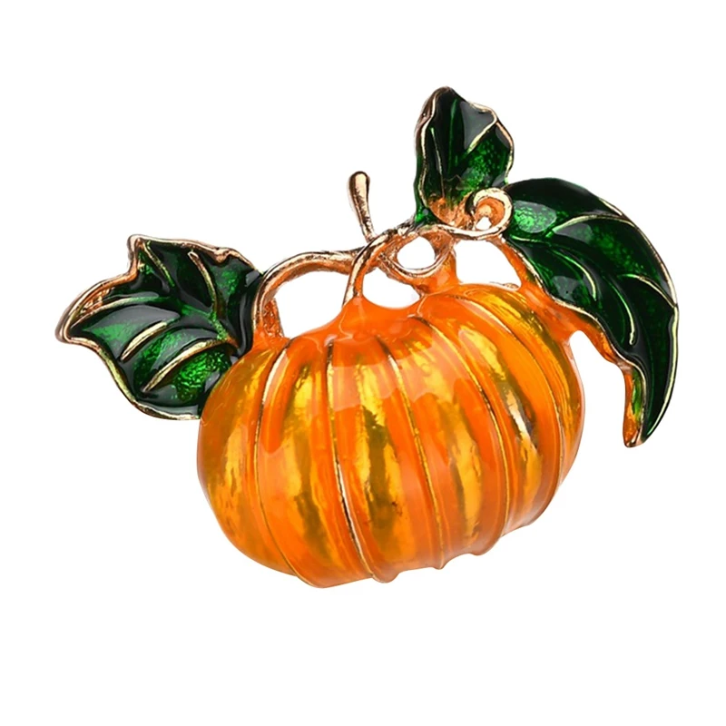 

Orange Pumpkin Vegetable Halloween Cue Cartoon Brooches For Women And Men Alloy Christmas Banquet Weddings Brooches Pins Gifts