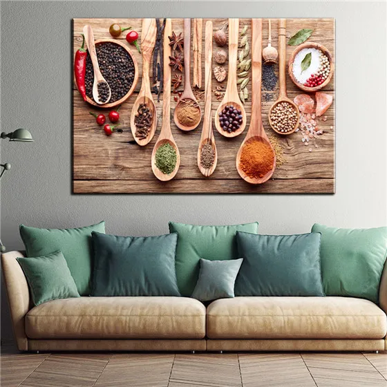 Kitchen Theme Wall Poster And Prints Various Seasonings Canvas Art Paintings #89 