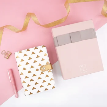 

Golden Geometry Undated Daily Planner Multifunctional Organizer A6 Spiral 6 Ring Binder Planner Refillable Diary DIY Notebook