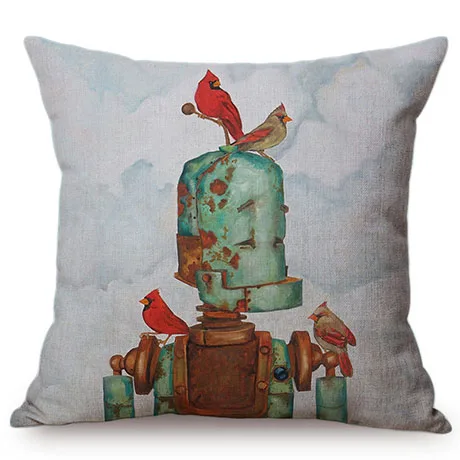 Cute Cartoon Robot Funny Cosplay Home Decoration Throw Pillow Case Kindergarten Children Like Car Sofa Chair Linen Cushion Cover M092-5