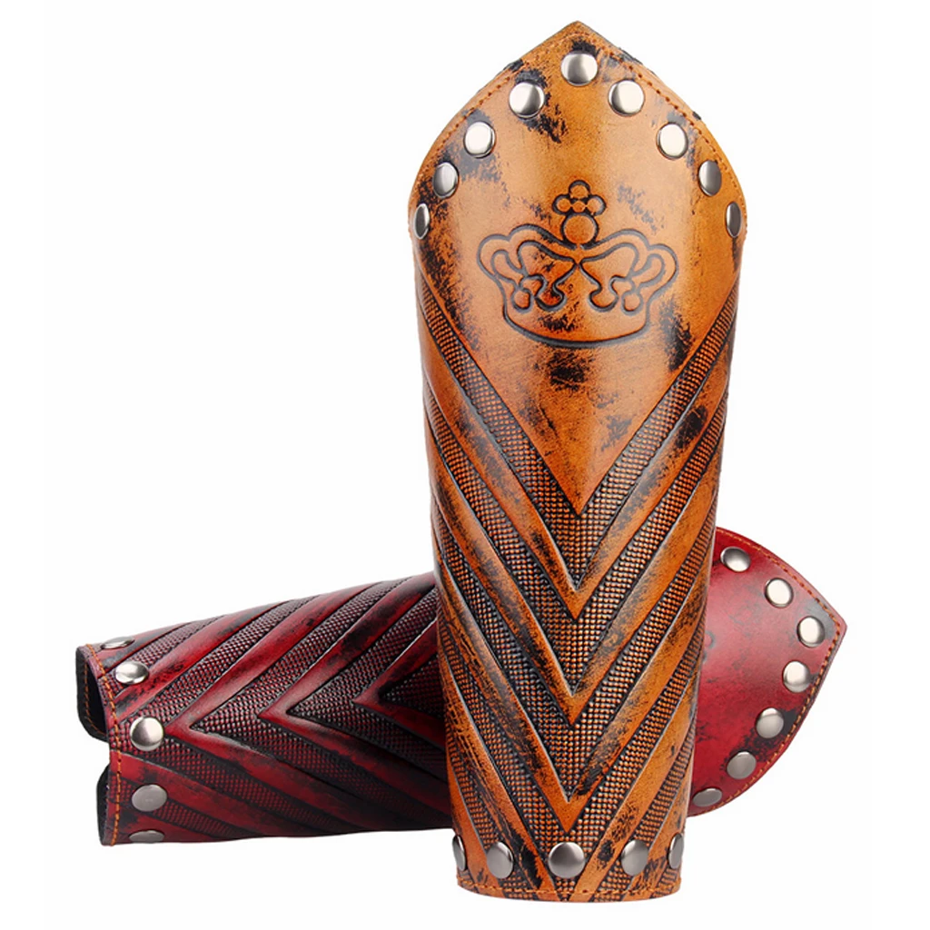

Gothic Crown Floral Leather Bracer Arm Cuff Crown Vambraces Wristband Unisex Costume Accessories Adjustable