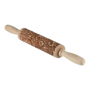 

Wooden Rolling Pin Embossing Christmas Baking Cookies Biscuit Fondant Tool For Drop Ship