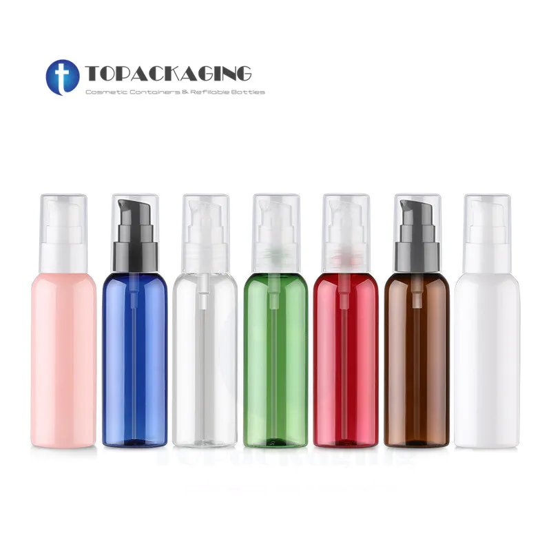 

50PCS*60ML Lotion Pump Bottle Plastic Cosmetic Container Small Essential Oil Makeup Serum Packing Empty Shampoo Refillable Vials