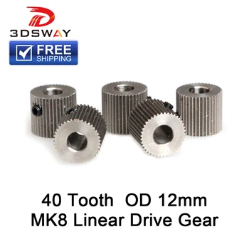 

3DSWAY 3D Printer Drive Gear 40 Tooth Linear Extruder Filament Extrude Wheel for Makerbot MK8 Delta Prusa I3 Printer 1pcs