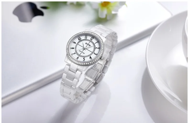 Модные женские наручные часы с бриллиантами DOM T-558 керамика ремешок для часов Топ люксовый бренд женское платье Женева кварцевые часы