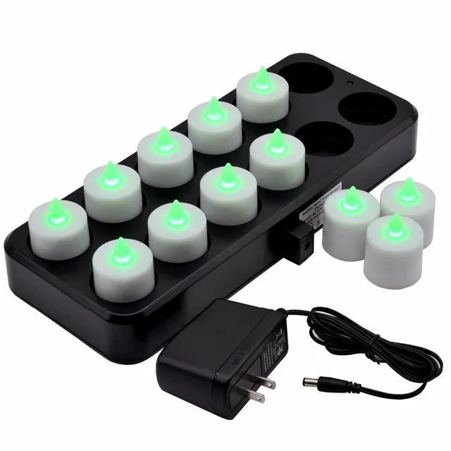 Electric Color Changed LED Tealight Candles 12Pcs Wireless Inductive Rechargeable Flameless