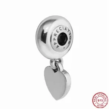 Сущность полированная сердце оценка очаровательные бусины-подвески для женщин ювелирных изделий DIY Fit PANDORA талисманы Серебро 925 FE064