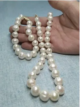 

zxia NATURAL AAA 11-12MM SOUTH SEA WHITE PEARL NECKLACE + BRACELET PLATED CLASP
