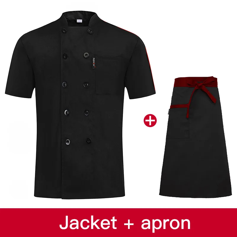 Одежда для шеф-поваров, классные дышащие Для женщин Для мужчин рубашка Спецодежда повара Кухня форма офицантки хлебопекарной десерт отель униформа для Шей-повара рубашка - Color: jacket apron