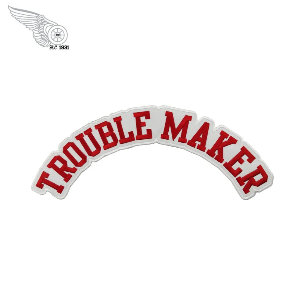 Trouble maker Rocker custom biker patches pinup DIY any size cool patch clothing application stickers for jacket (1)