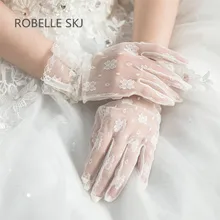 Черные Синие Новые короткие кружевные свадебные перчатки с пальцами длина запястья свадебное платье аксессуары костюм Рождество