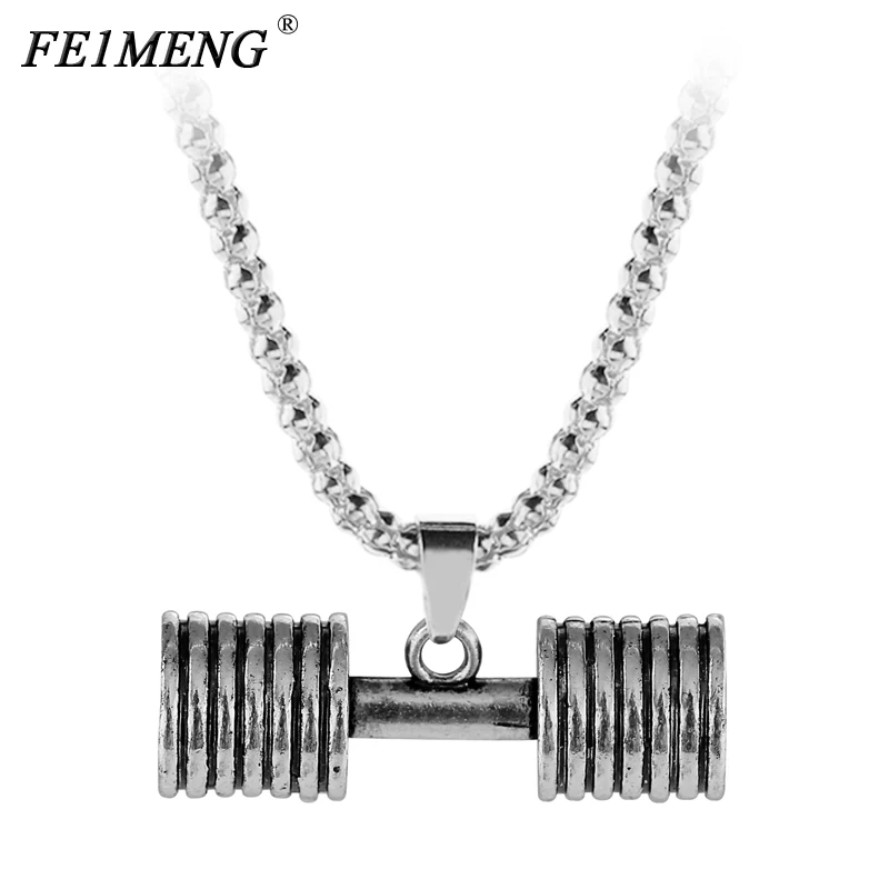 

Dumbbell Necklace Classic fitness barbell enthusiast bodybuilder Pendant Necklaces For Men Women Fasion jewelry A man's gift