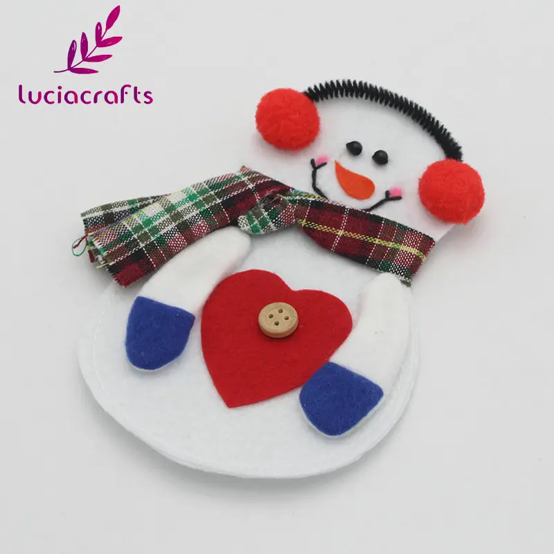 Lucia crafts 1 шт./лот 15*10 см Рождественский орнамент Снеговик сумка для посуды для стола новогодние вечерние аксессуары для домашнего декора H0357 - Цвет: Style 2