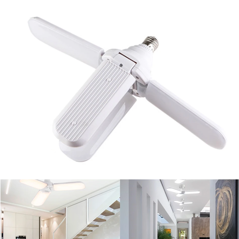 

60W E27 LED Bulb Super Bright Foldable Fan Blade Angle Adjustable Ceiling Lamp Home Energy Saving Lights