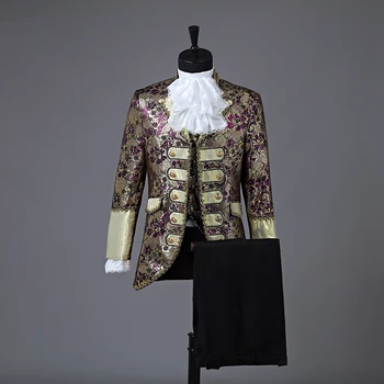 

Fashion Male Suits England Style Court Dresses Costumes Prom Teams Chorus Stage Costume Wedding Host Show Outfit Men Suit Jacket