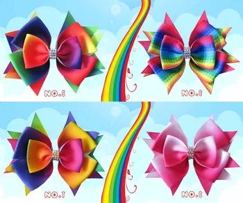 

50 BLESSING Good Girl Boutique 4.5" New Rainbow Stylish Hair Bow Clip