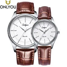 ONLYOU Lovers Watches Women Fashion Sun Pattern Dial Wristwatch Men Genuine Leather Strap Watch Gift For Ladies Wholesale