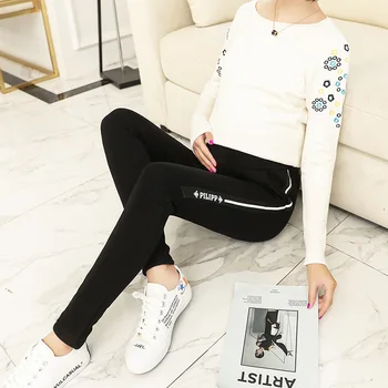 

Maternity Women Full Length Adjustable Elastic Waist Pants Fashion Pregnant Belly Care Thick Warm Fleece Slim Leg Trousers