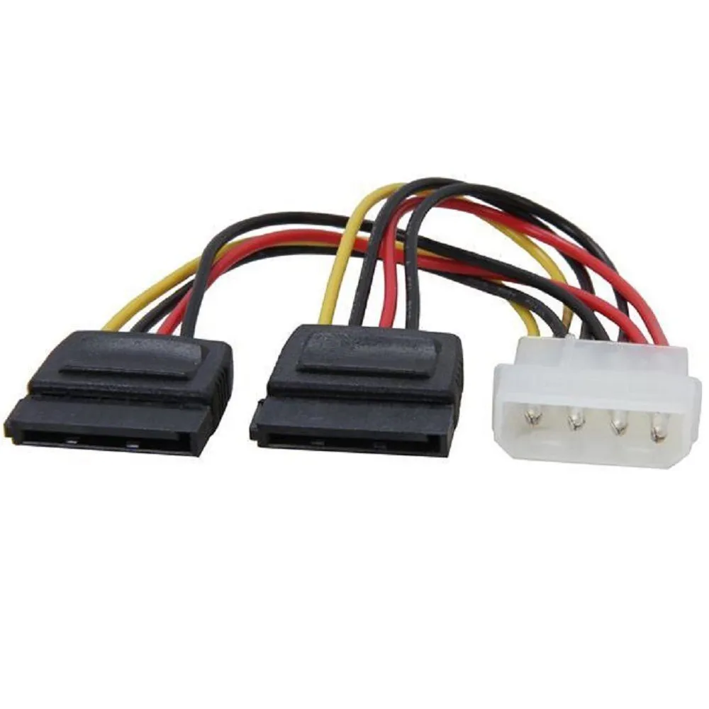 Vovotrade Molex к SATA Мощность Y сплиттер адаптер кабель Свинец 2 способ 4 Pin до 2x15 Pin расширение Прямая