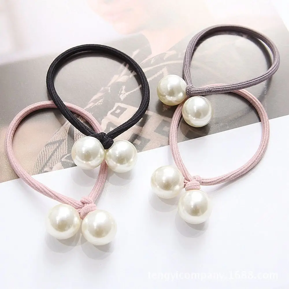

1PC Cute Lady Girl Knotted Pearl Hair Rope Hairband Elastic Band High Elasticity
