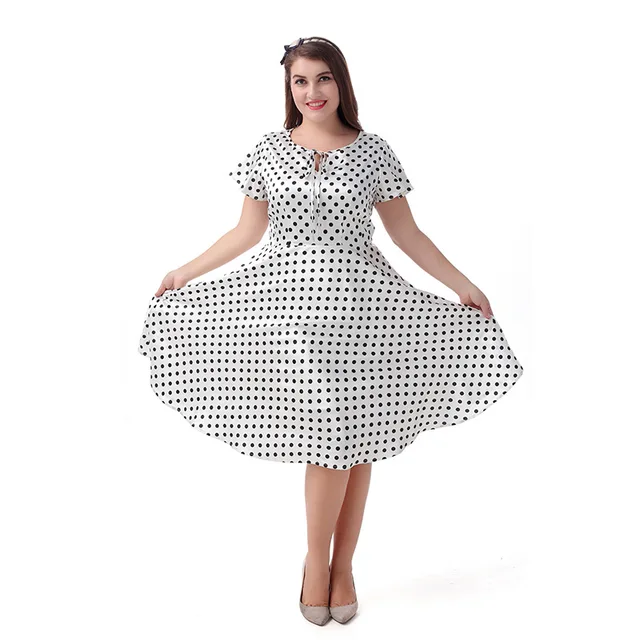 women fashion plus large size short sleeve cute dot dresses satin plus size cute clothes