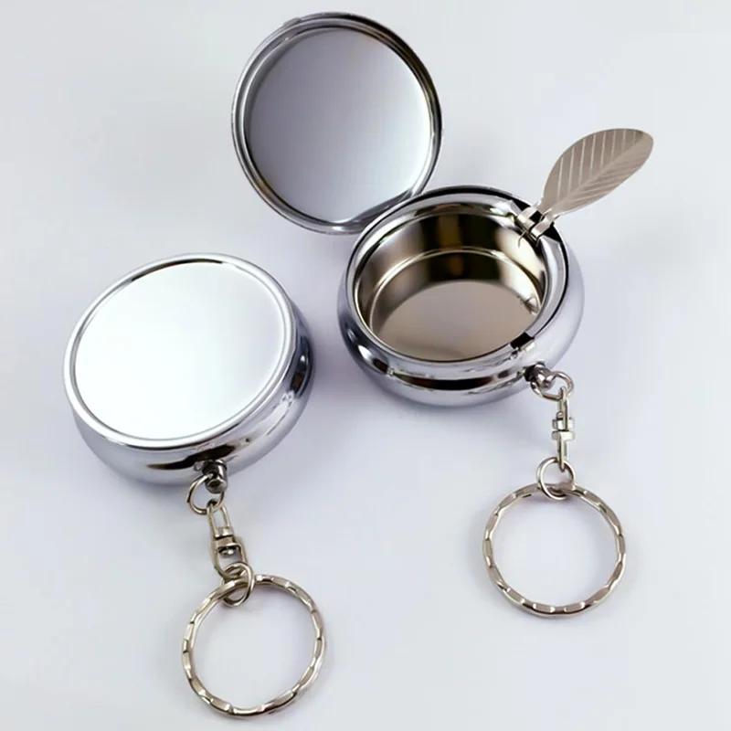 

Portable Pocket Ashtray/vehicle Cigarette Ashtray Mini Stainless Steel Ashtray With Key Chain And Cigarette Snuffer