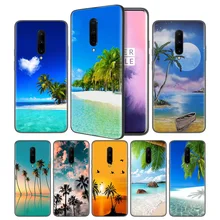 Sea Tropical palm trees seaside BeaSoft Black Silicone Case Cover for OnePlus 6 6T 7 Pro 5G Ultra-thin TPU Phone Back Protective