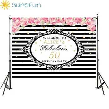 

Sunsfun 7x5FT 3D Pink Rose Black And White Stripe Studio Background Vinyl Cloth High Quality Computer Print Wall Photo Backdrop