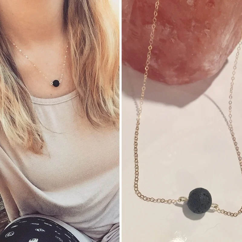 

Lava Stone Necklace Essential Oil Diffuser Necklace Aroma Therapy Jewelry Lava Beads Diffuser Necklace