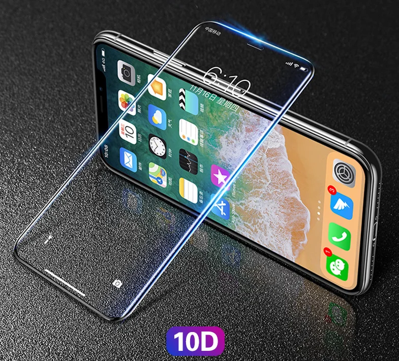 

New 0.26mm Full Screen 10D Curved surface Tempered Glass Film For Iphone X XS XS Max XR Glass Screen Protector Gorilla Saver