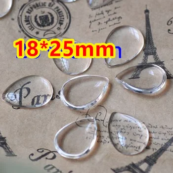

100pcs 18*25mm Teardrop clear domed magnifying Flat back Glass Cabochons,jewelry pendant inserts glass sticker