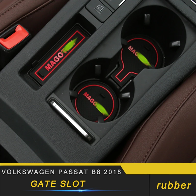 

For Volkswagen Passat B8 2018 Car Styling Door Groove Mat Anti-slip Mat Light Gate Slot Cup Pad Interior Accessories