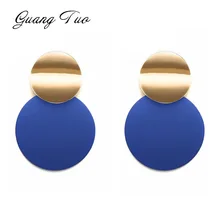 Уникальные черные трендовые серьги-гвоздики золотого цвета, круглые металлические массивные серьги для женщин, Новое поступление, модные ювелирные изделия