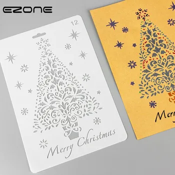 

EZONE Painting Template For Christmas Elk/Christmas Tree/Santa Claus/Snowflake Pattern Creative Stationery Supply Happy New Year