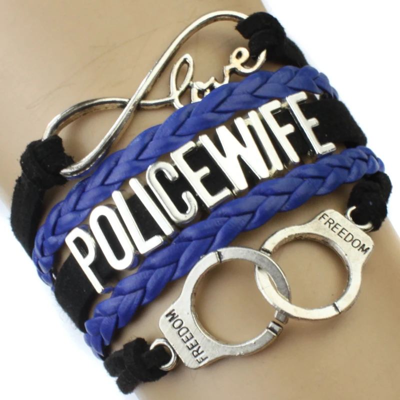 Infinity Love Police Wife Handcuffs Charm Bracelet Gift for Policeman