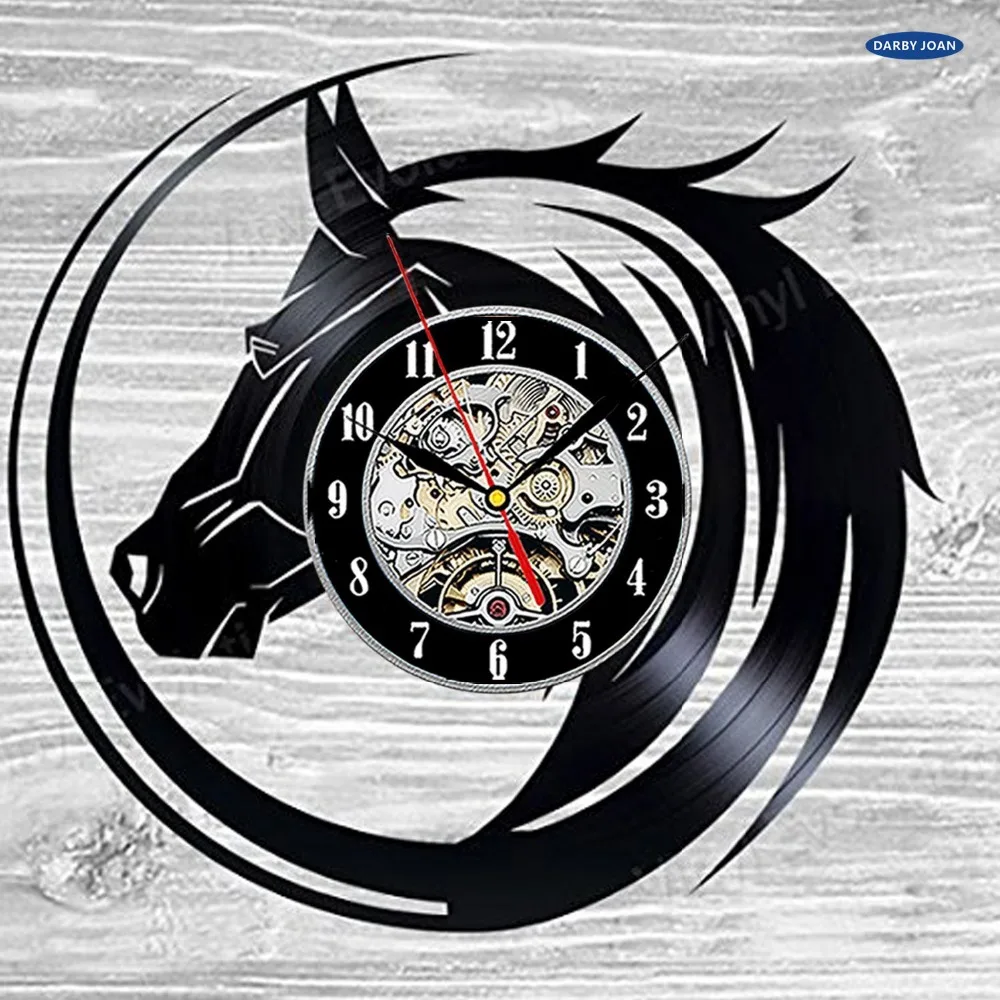 

wall clock Horse Gift Wall Clock Vinyl Record Art Decor Vintage wall clock 3d dial vision