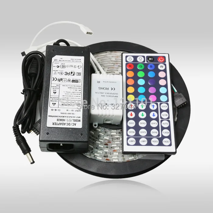 

5050 LED Strip RGB 5M 300 LEDS IP65 Led Diode Tape Waterproof RGB SMD 5050 300 LEDs/Roll +44 keys IR Remote+12V 6A Power Adapter