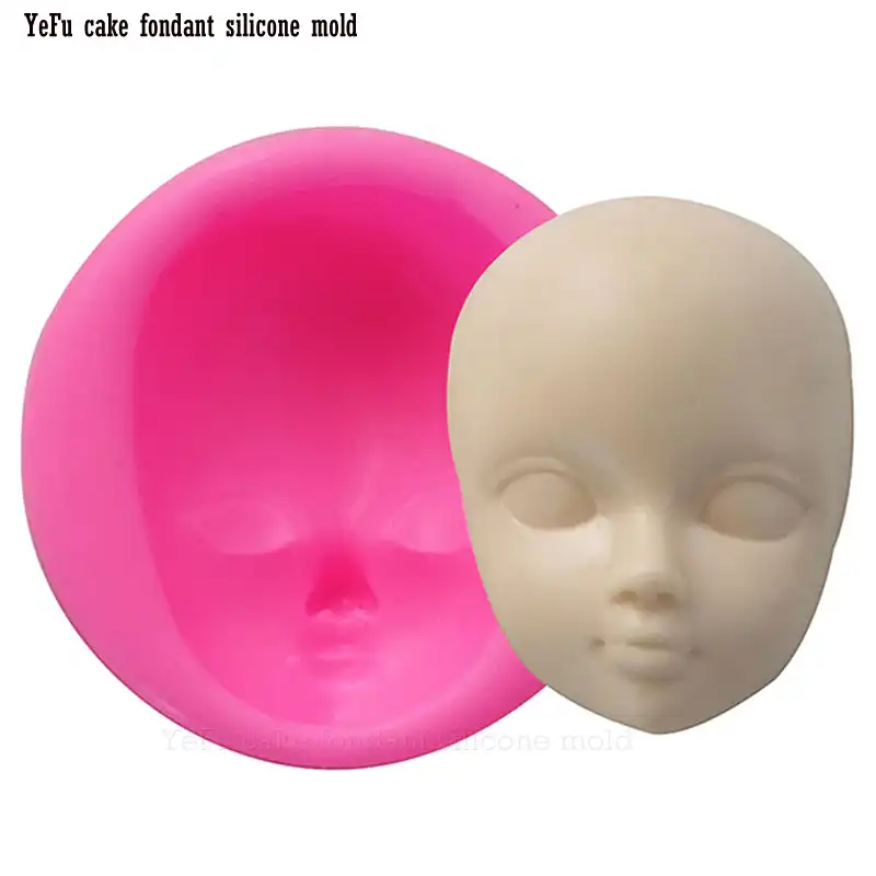 Bebê rosto menina cabeça de chocolate silicone molde para ferramentas de decoração do bolo argila polímero resina doces super sculppey f0929