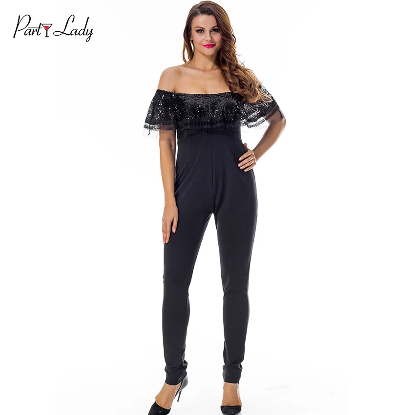 Party Lady Sexy Solid Strapless Women Jumpsuits Rompers Autumn Sash Neck Ankle-Length Elegant Jumpsuits For Women 2018 -C