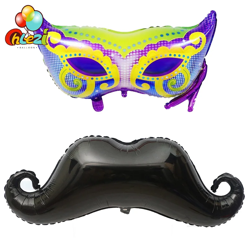 Globos de decoración para fiesta de baile, máscara con bigote, globo, Barba Negra, Halloween, Navidad, boda, cumpleaños, suministros de juguetes para niños, 1 Uds.