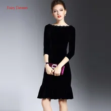 Fairy Dreams Women Black Dresses Autumn Dress 2017 Three Quarter Office Ladies Plus Size Brand Clothing XXL vestido de festa