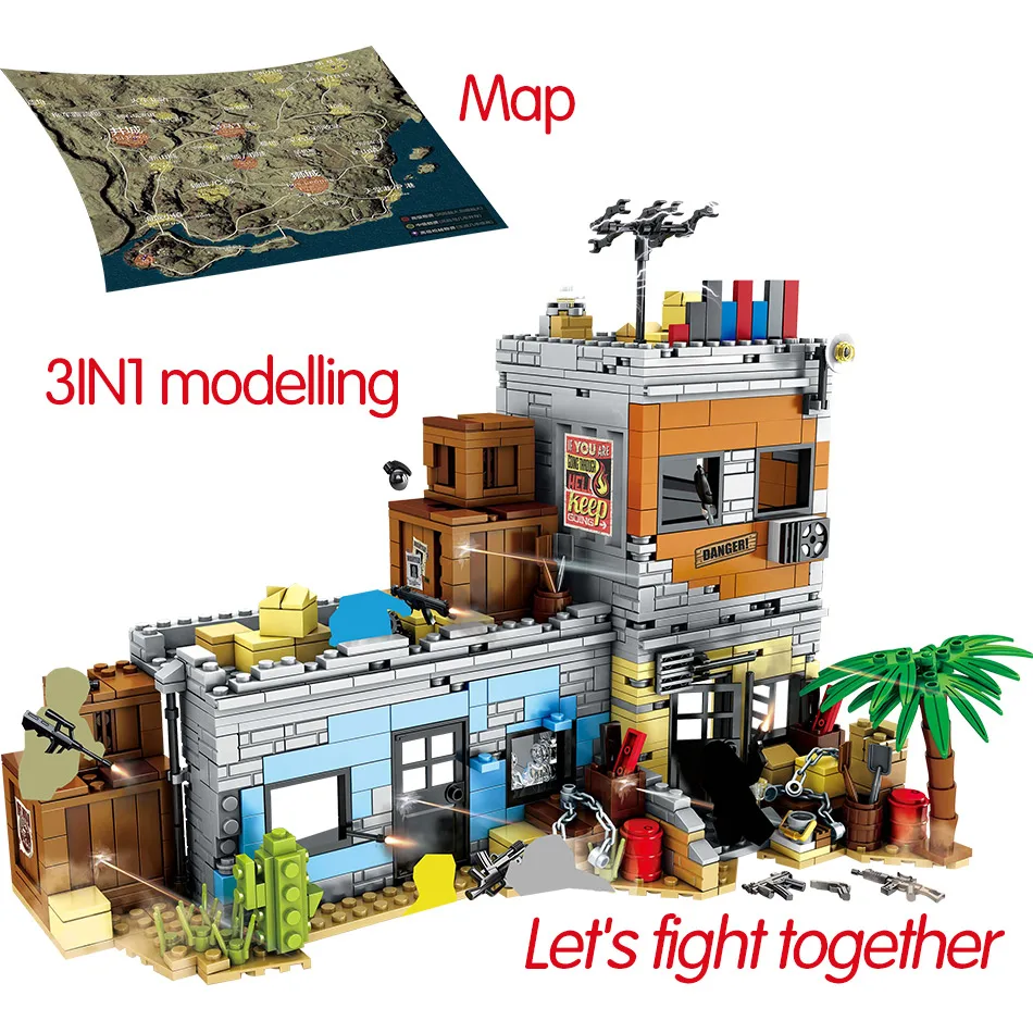  912PCS Player Unknown's Battlegrounds Compatible Army Ww2 Military Soldiers Weapon Gun PUBG Buildin